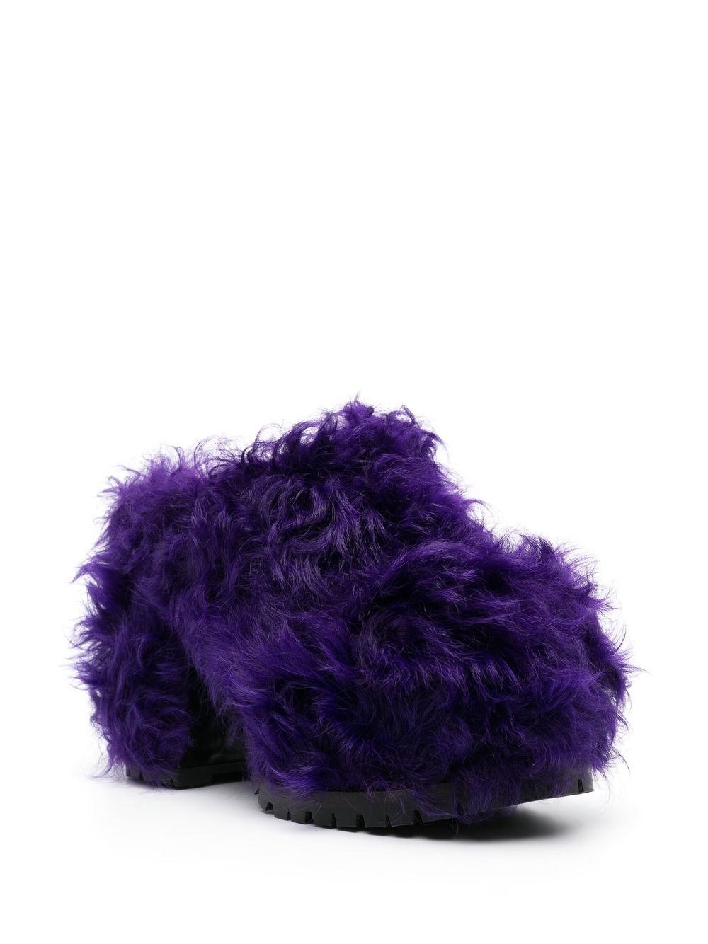 Faux fur platform mules