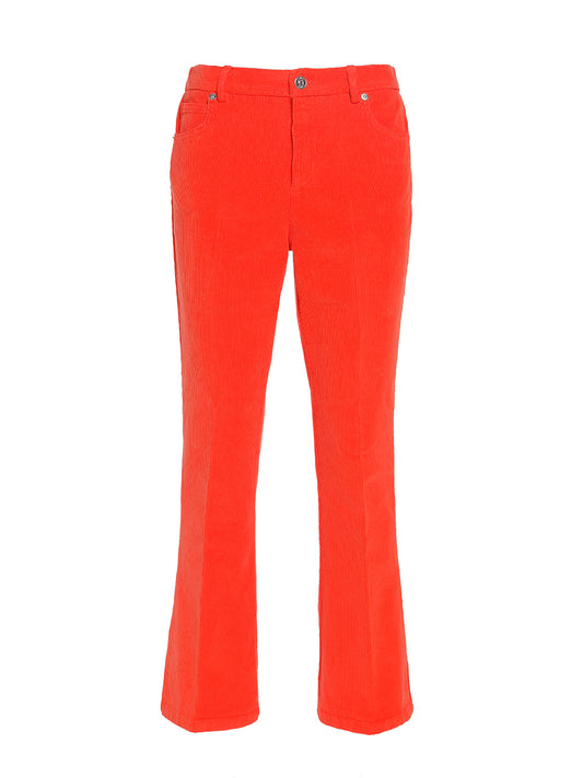 Velvet cropped flared trousers