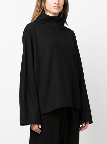 Flared sleeve high neck sweater