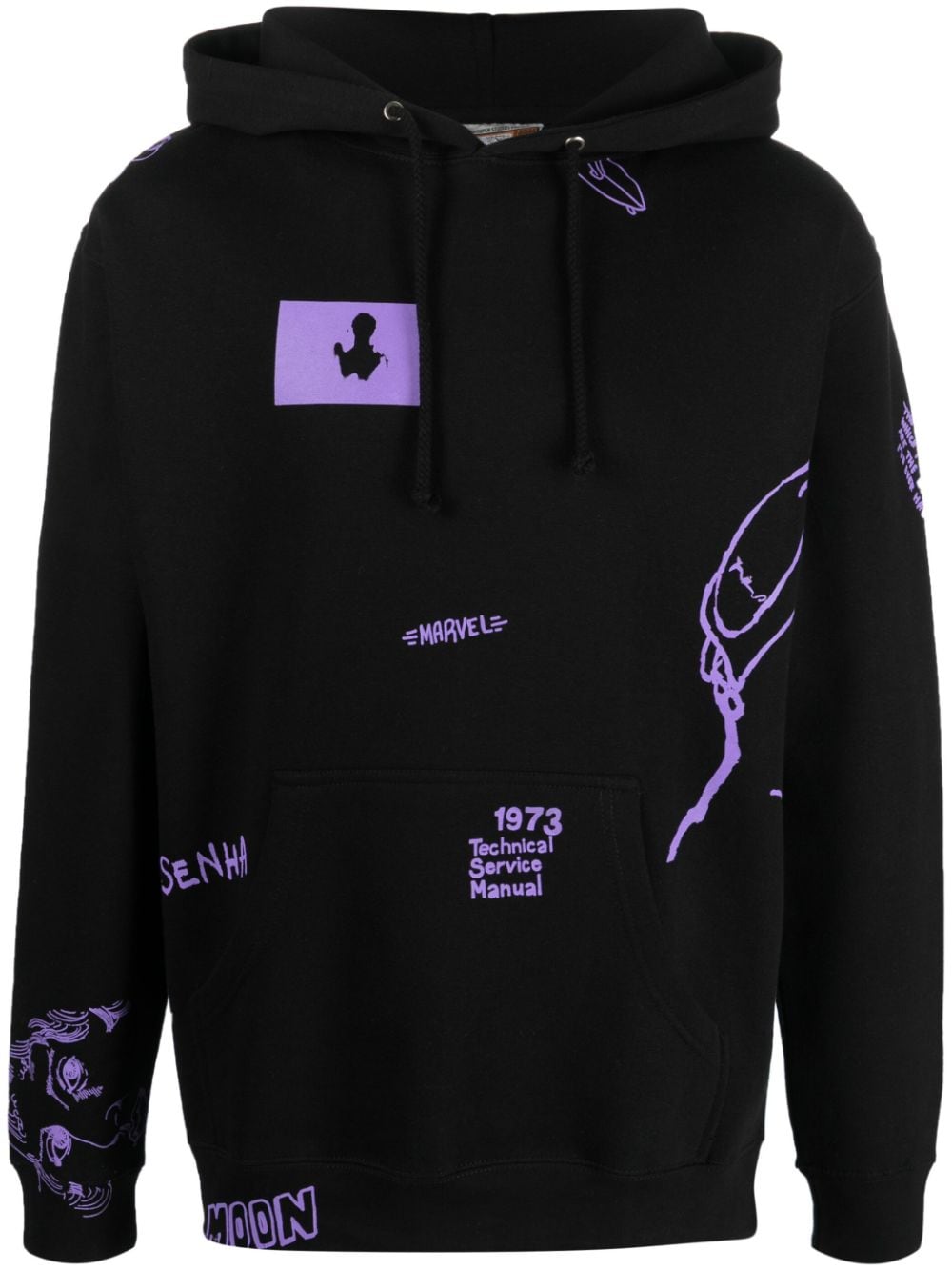 Allover cotton hoodie