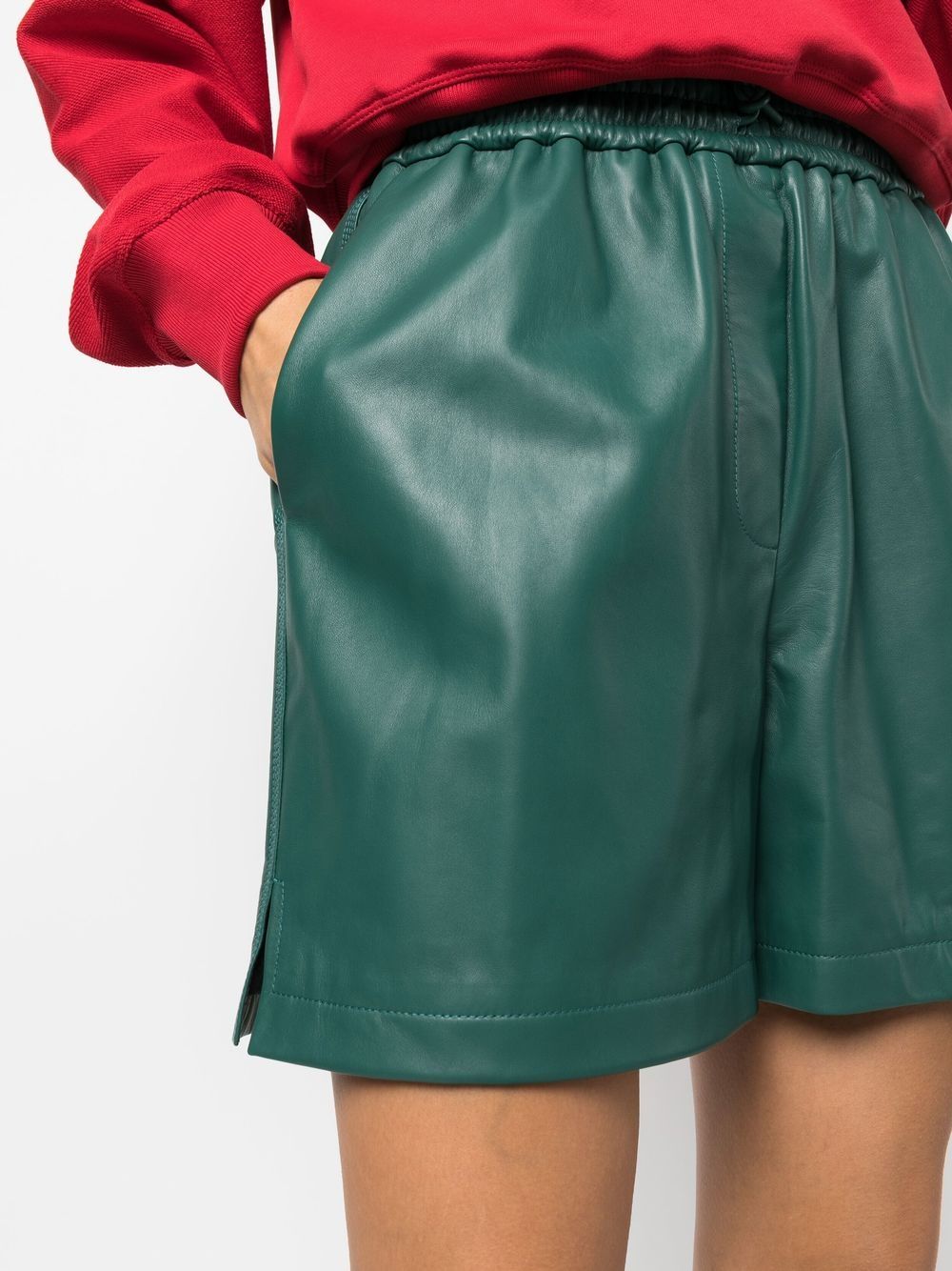 Drawstring leather shorts