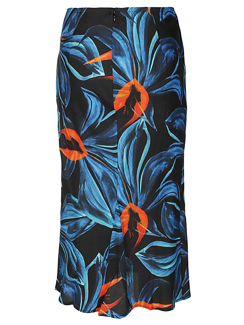 Printed cotton blend silk midi skirt