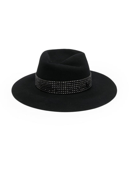 Virginie strass belt on wool felt fedora hat