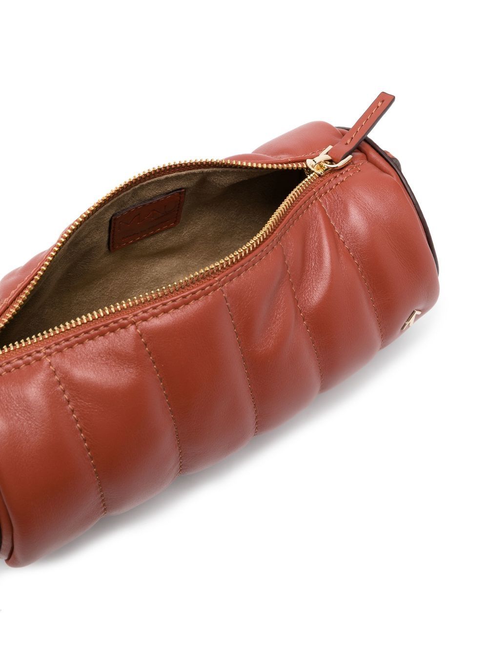 Padded cylinder leather shoulder bag