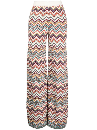 Zig zag print wide leg trousers