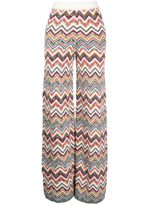 Zig zag print wide leg trousers