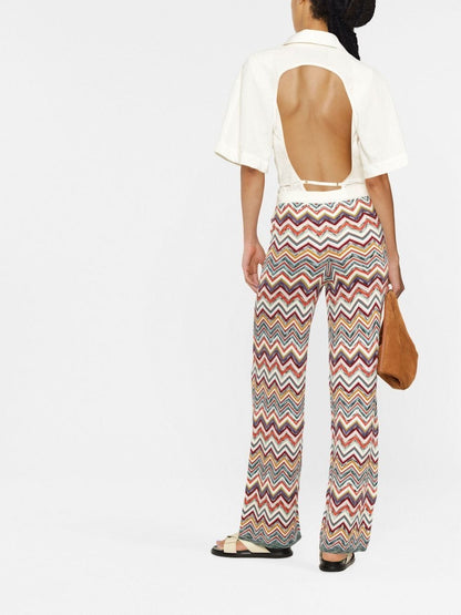 Zig zag print wide leg trousers