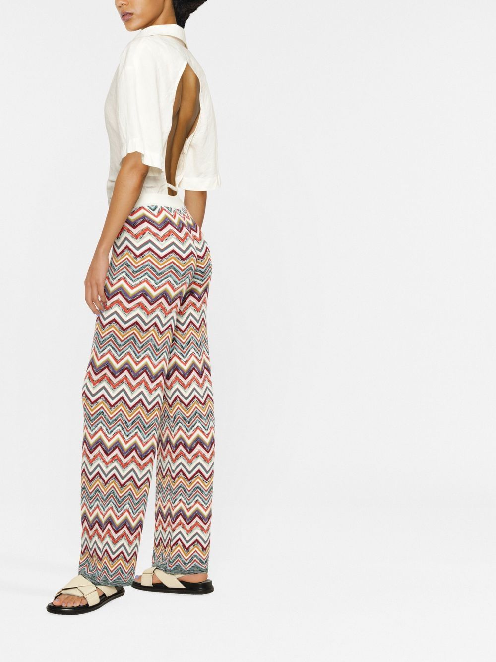 Zig zag print wide leg trousers