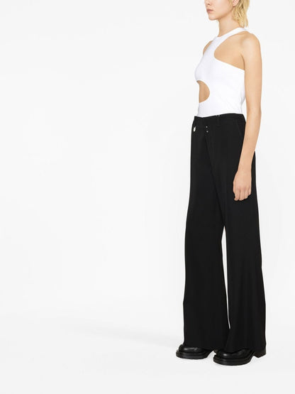 Flare leg wool trousers