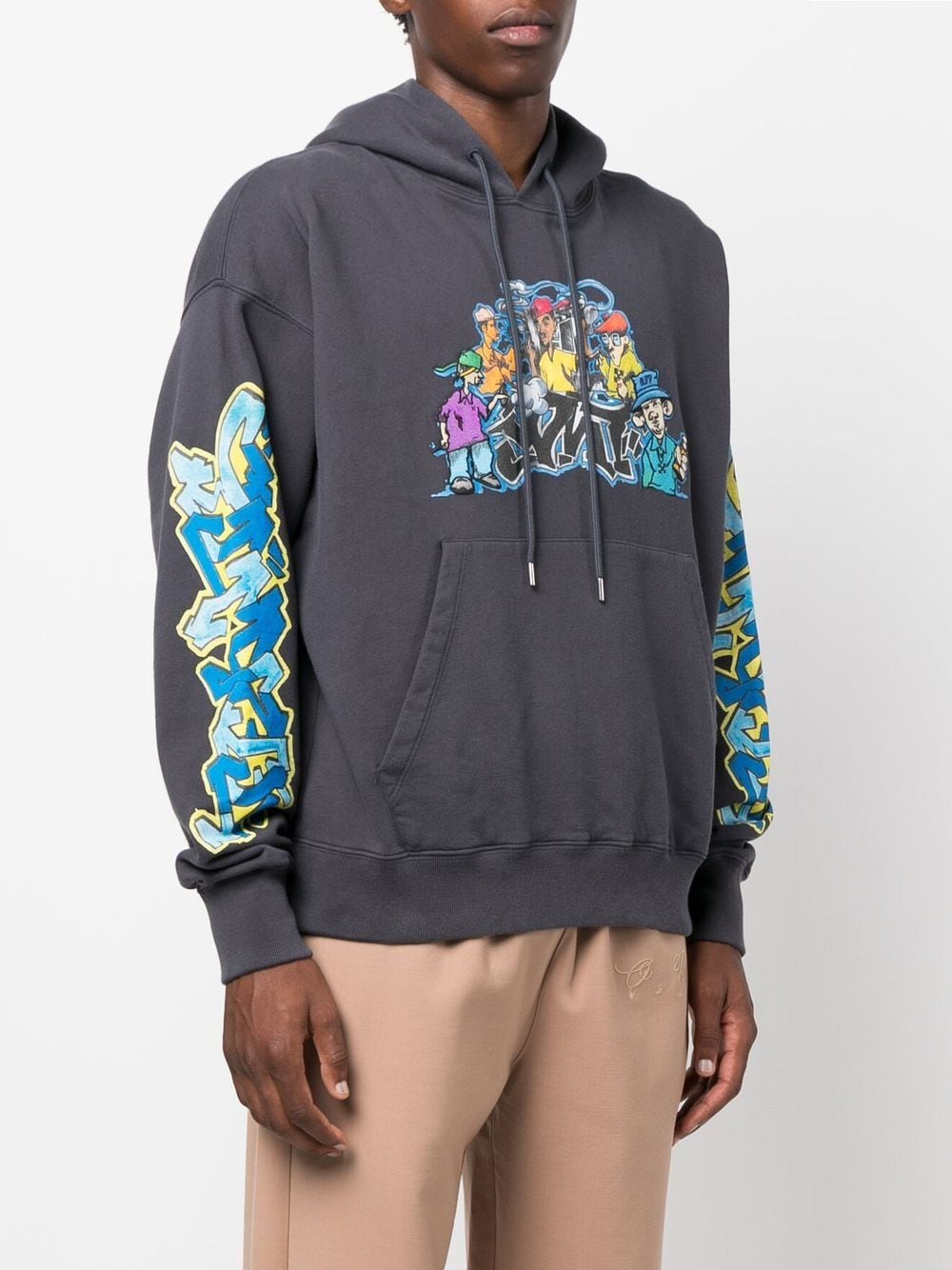 Printed cotton hoodie