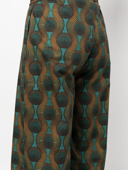 Elastic waist printed cotton trousers