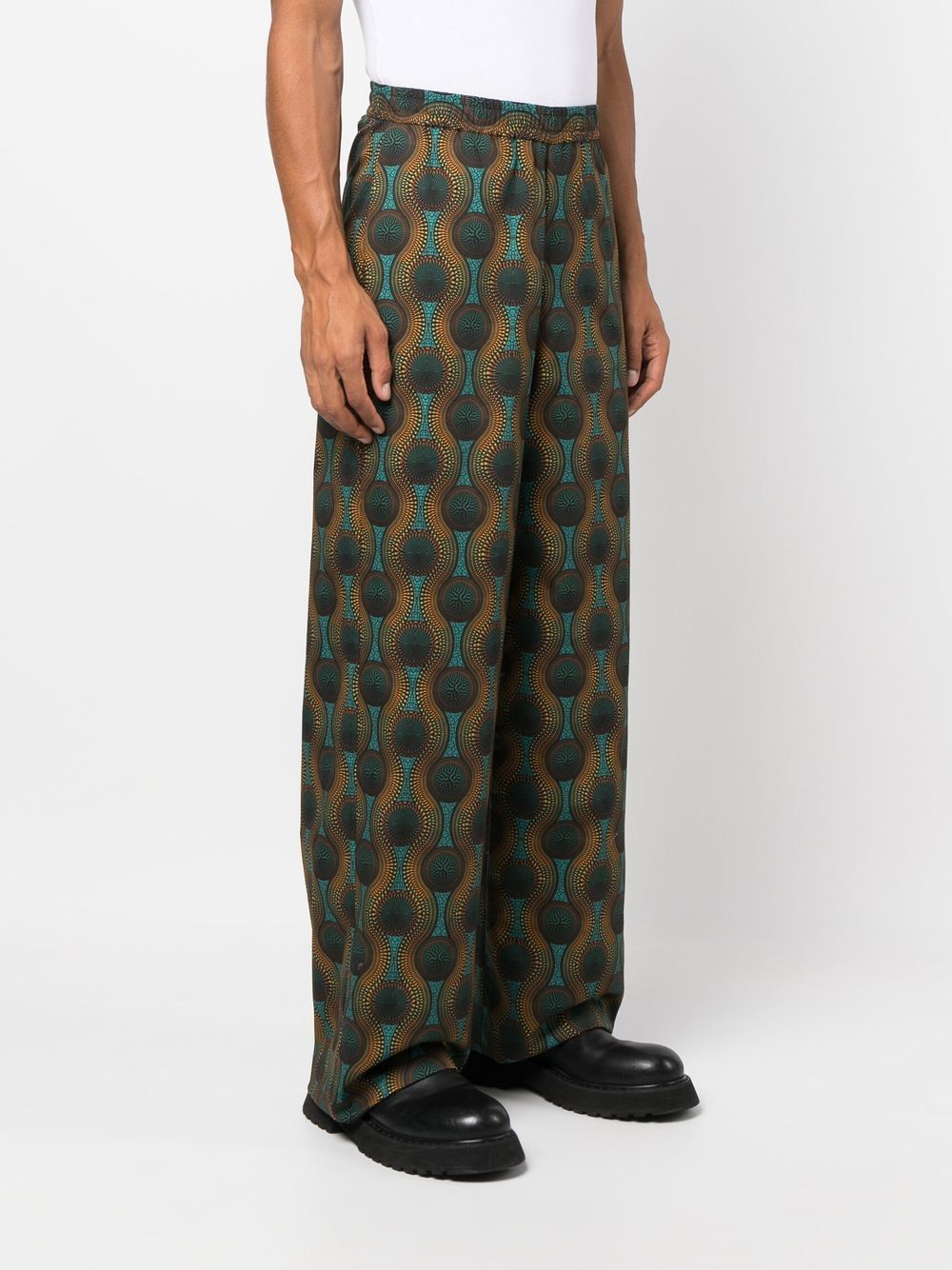 Elastic waist printed cotton trousers