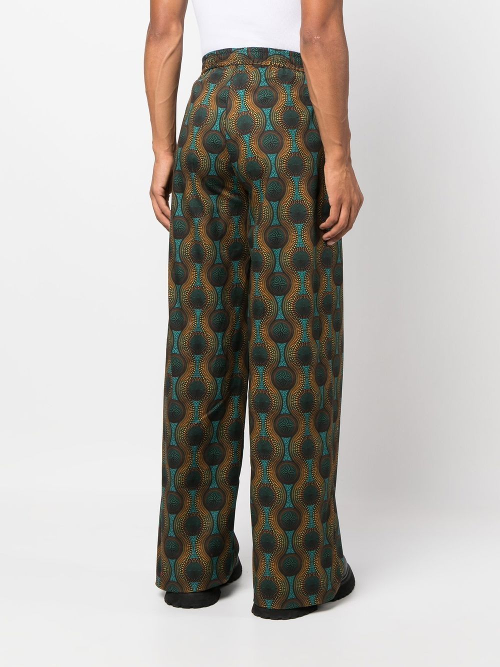 Elastic waist printed cotton trousers