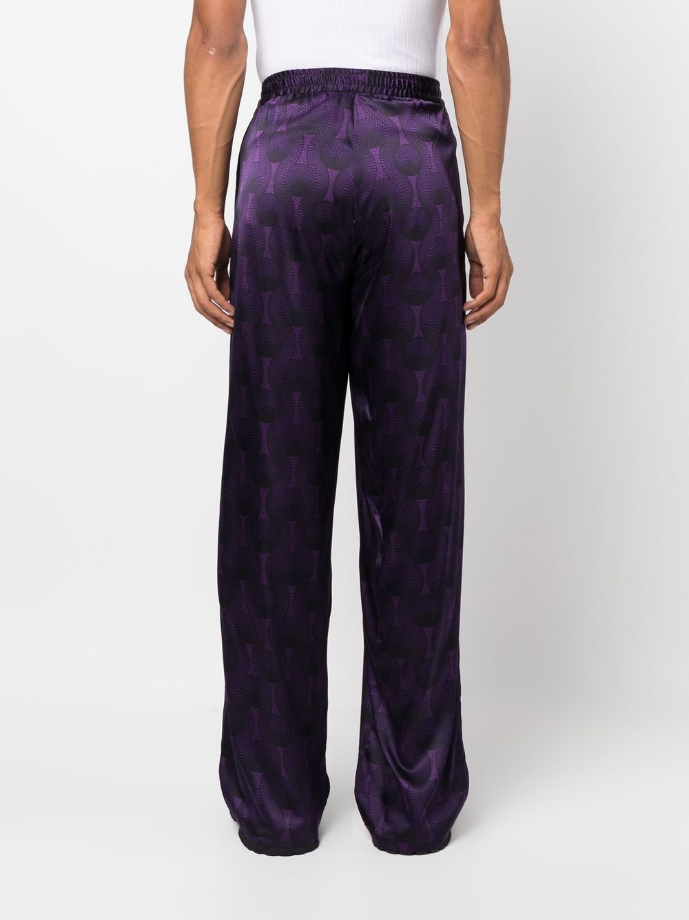 Elastic waist printed silk trousers