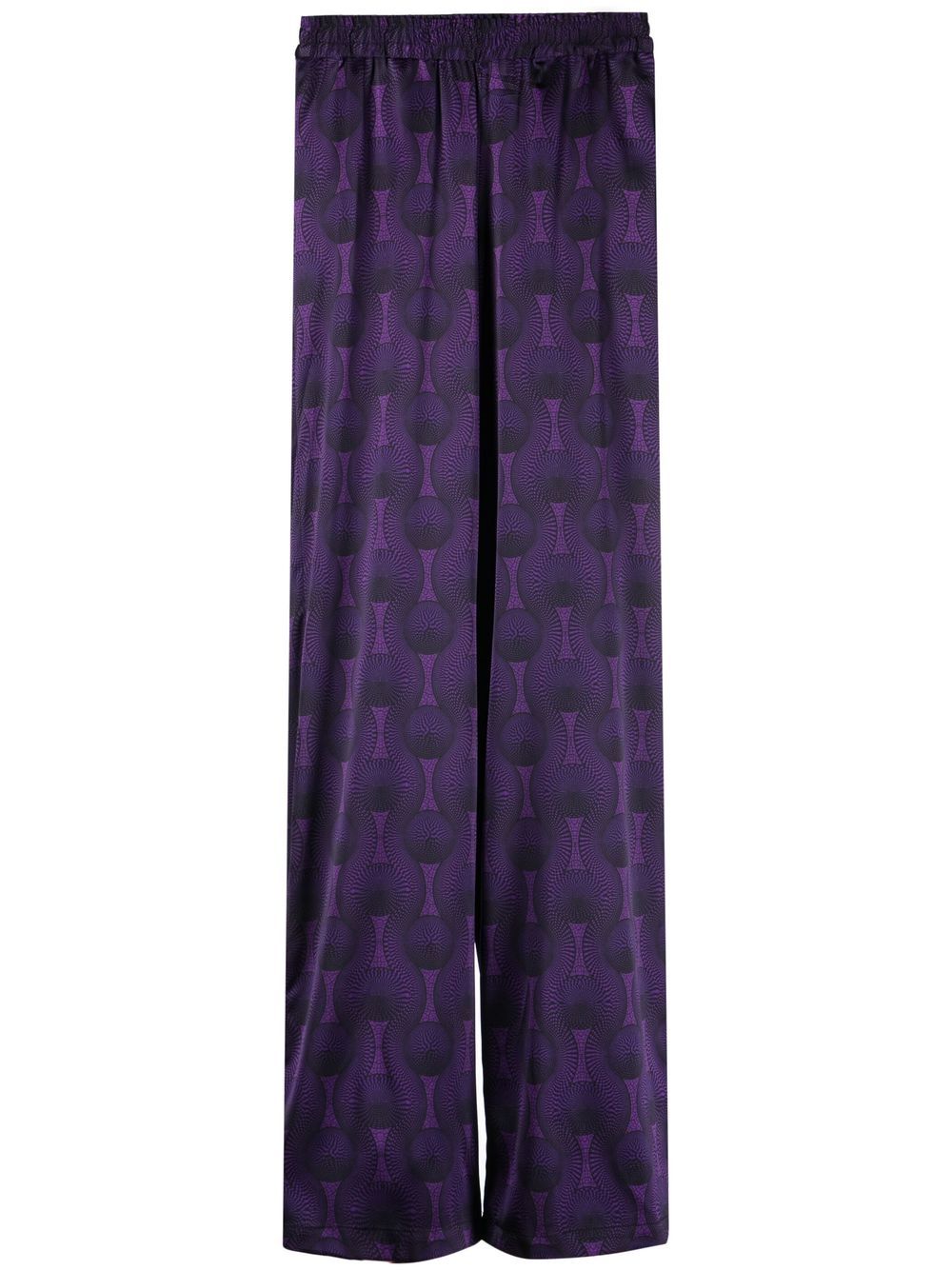 Elastic waist printed silk trousers