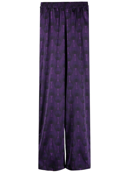 Elastic waist printed silk trousers