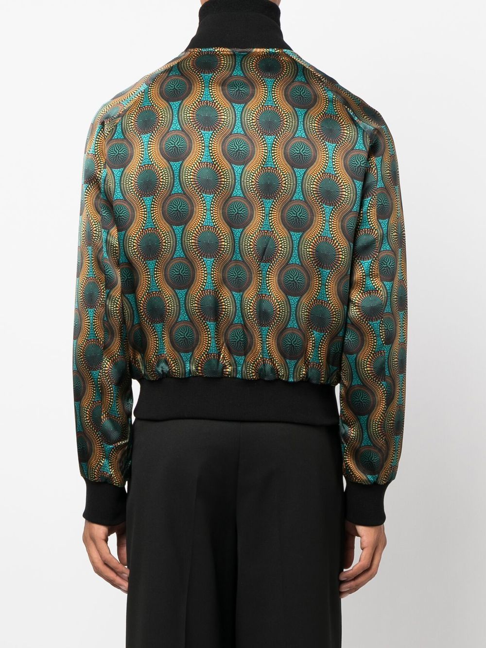 Printed silk bomber jacket