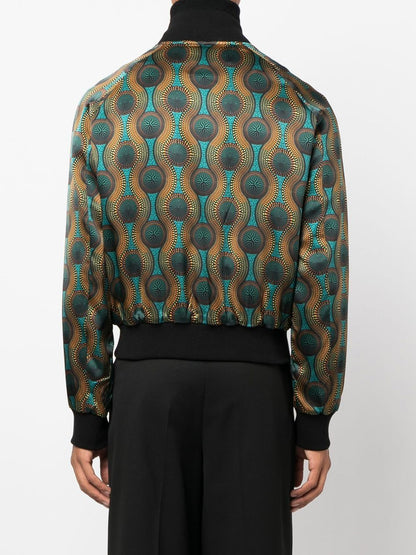 Printed silk bomber jacket