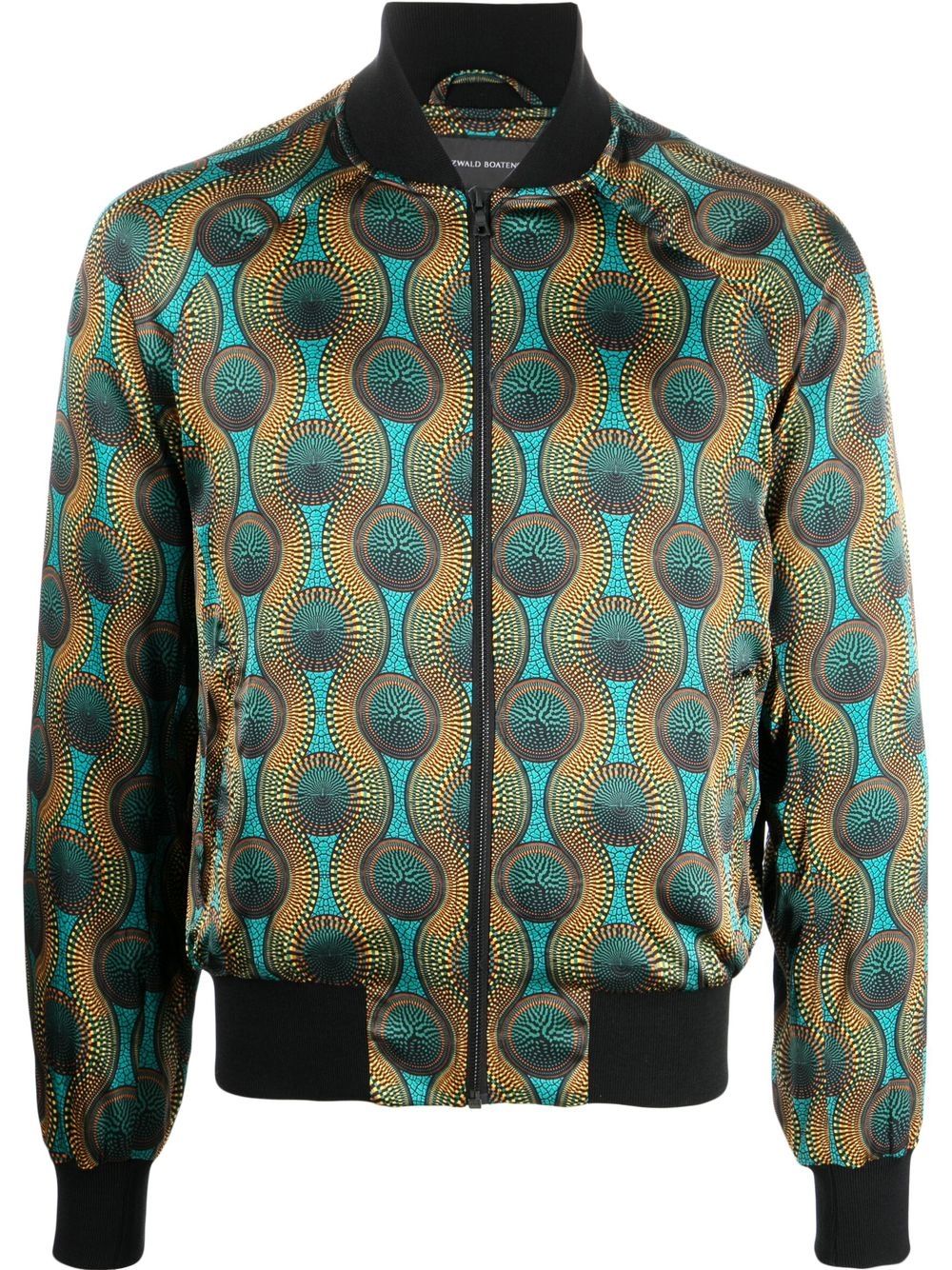 Printed silk bomber jacket