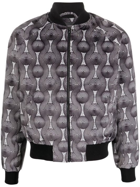 Printed velvet bomber jacket