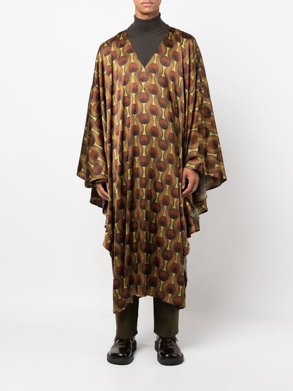 Printed silk kaftan