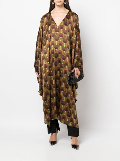 Printed silk kaftan