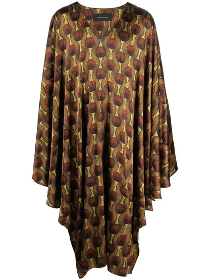 Printed silk kaftan