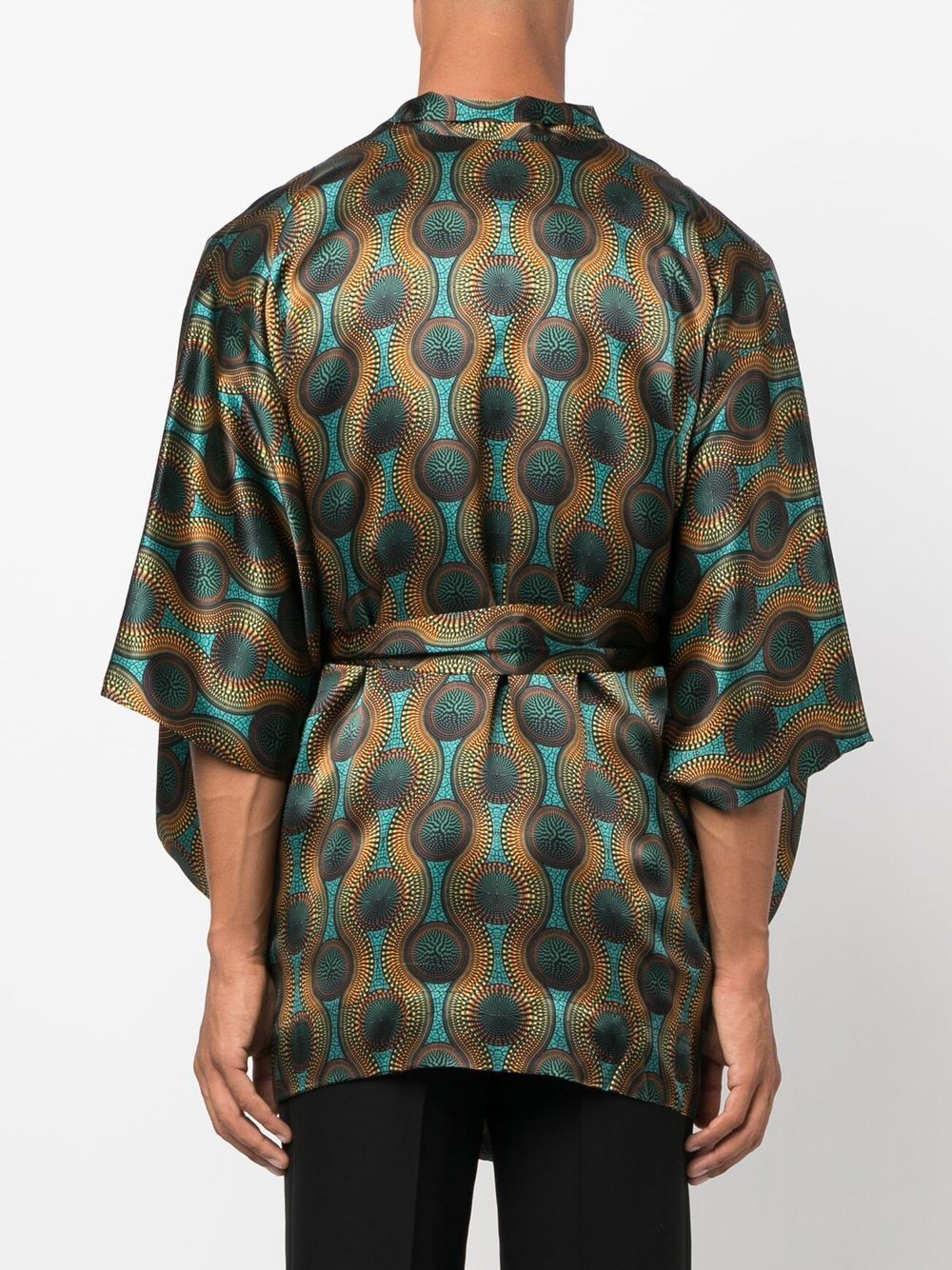 Printed silk short kimono