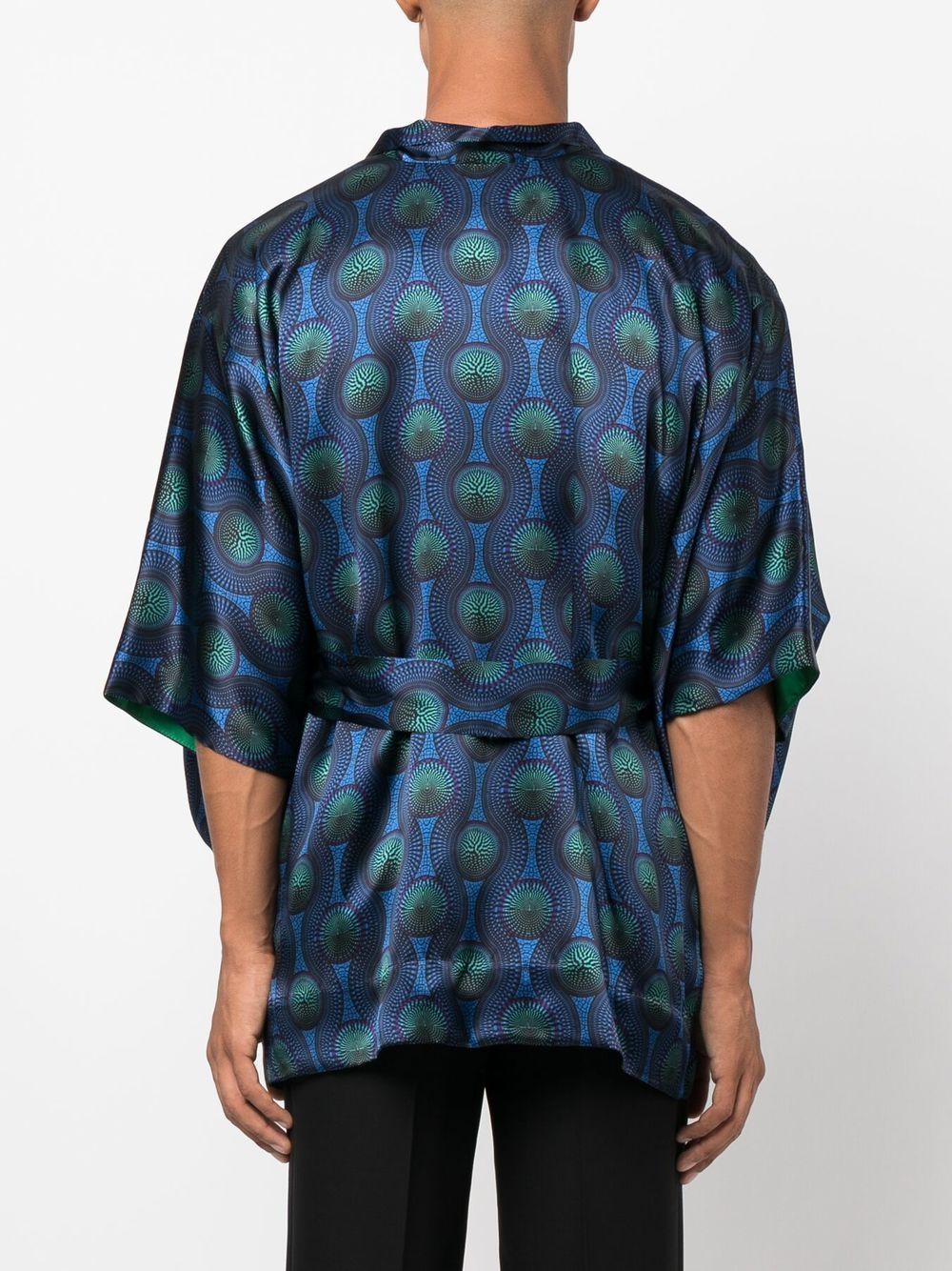 Printed silk short kimono