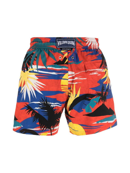 Hawaiian print swim shorts