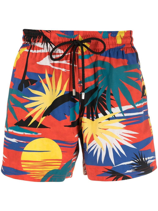 Hawaiian print swim shorts