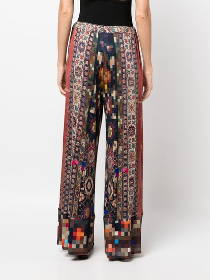 Printed silk trousers