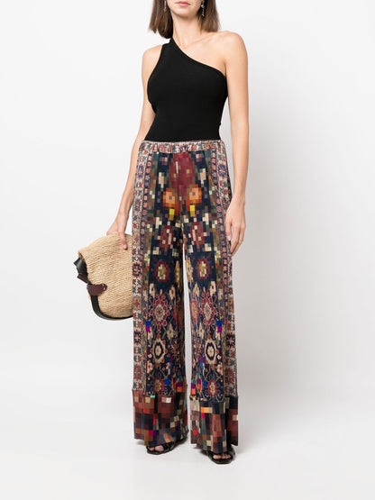 Printed silk trousers