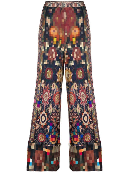 Printed silk trousers