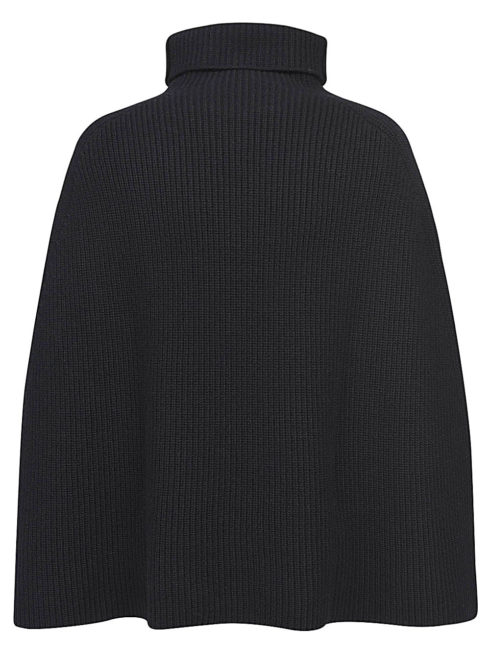 Ribbed wool high neck cape