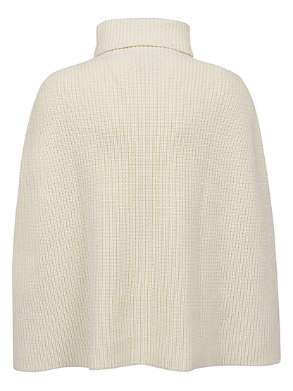 Ribbed wool high neck cape