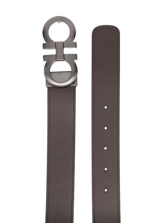 Gancini leather belt