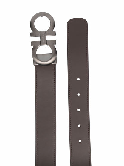 Gancini leather belt