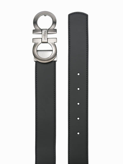 Gancini leather belt