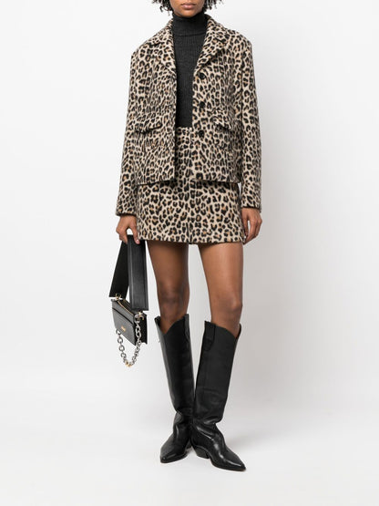 Leopard print single-breasted jacket