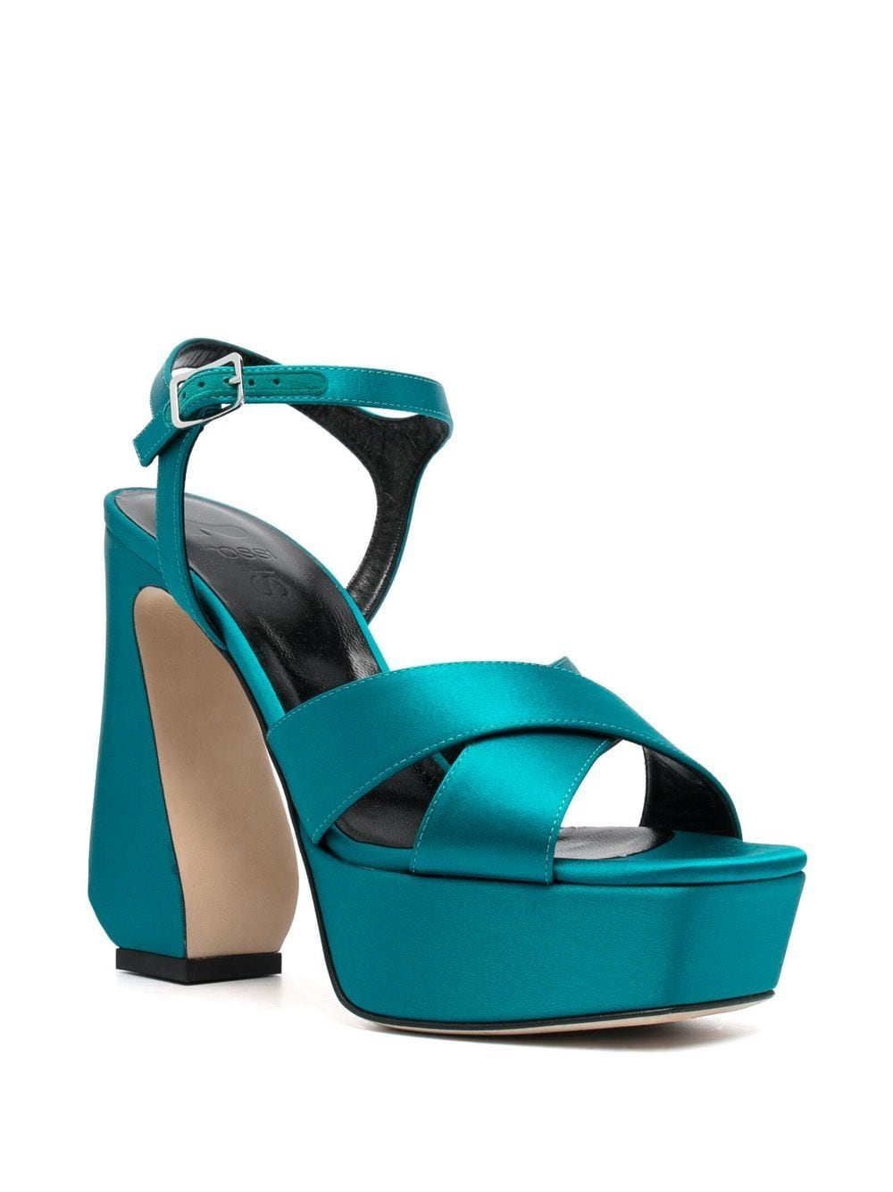 Crepe satin heel sandals