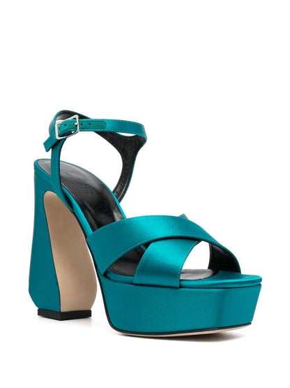 Crepe satin heel sandals