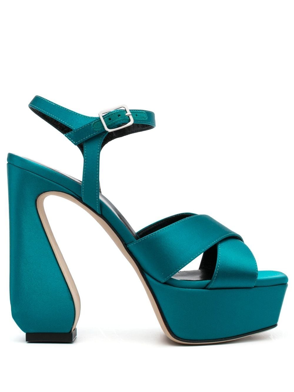 Crepe satin heel sandals