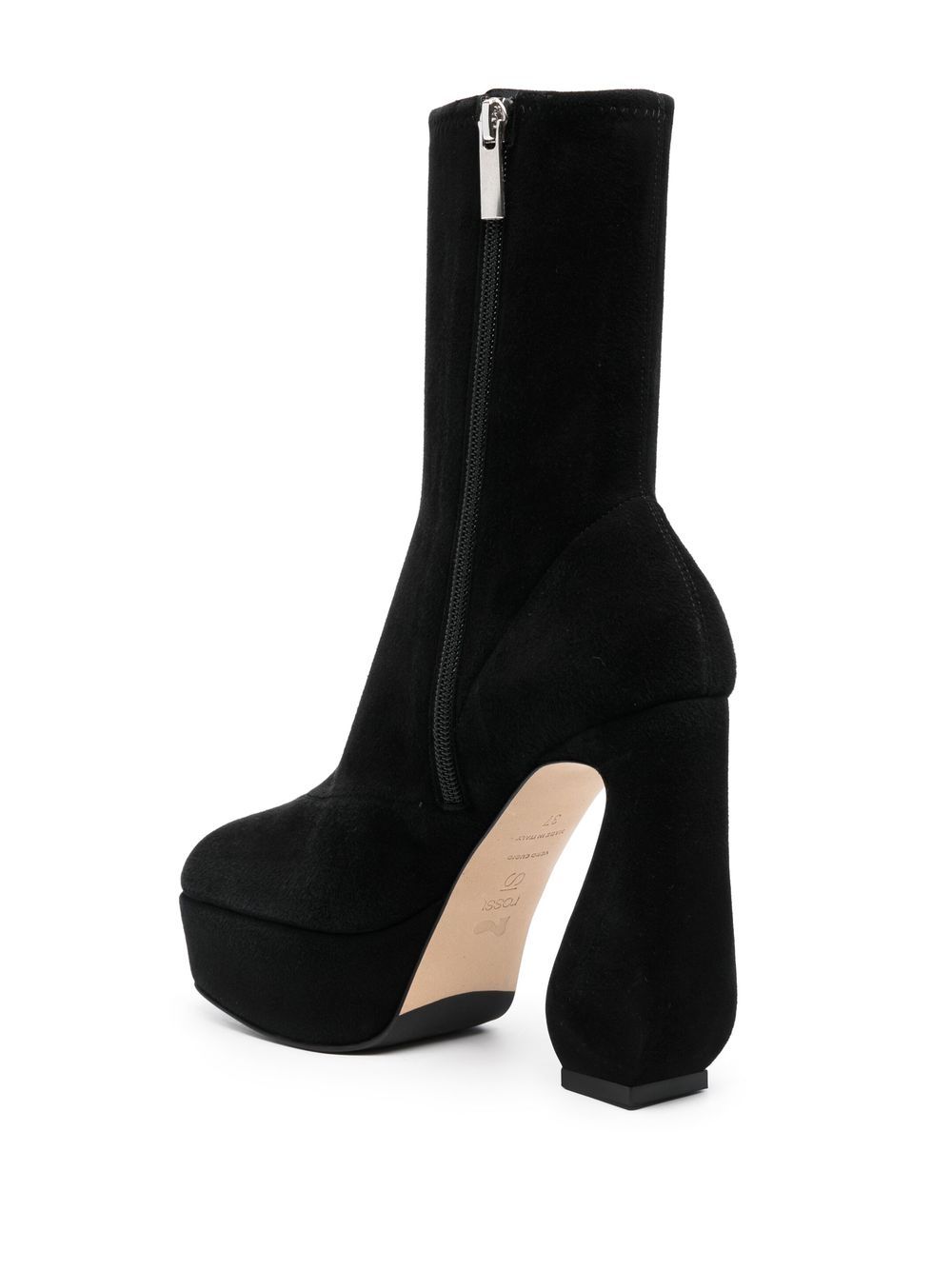 Stretch suede heel ankle boots