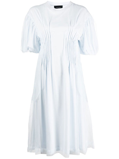 Cotton puff sleeve midi dress