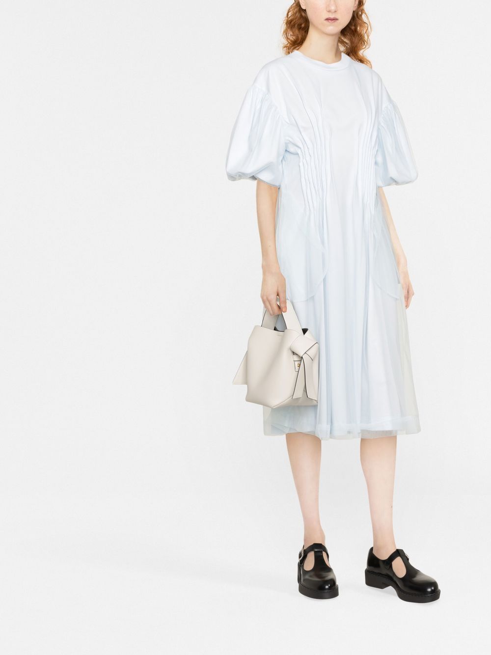 Cotton puff sleeve midi dress