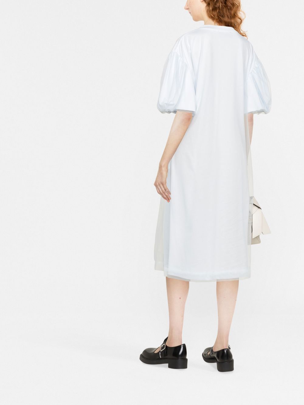 Cotton puff sleeve midi dress