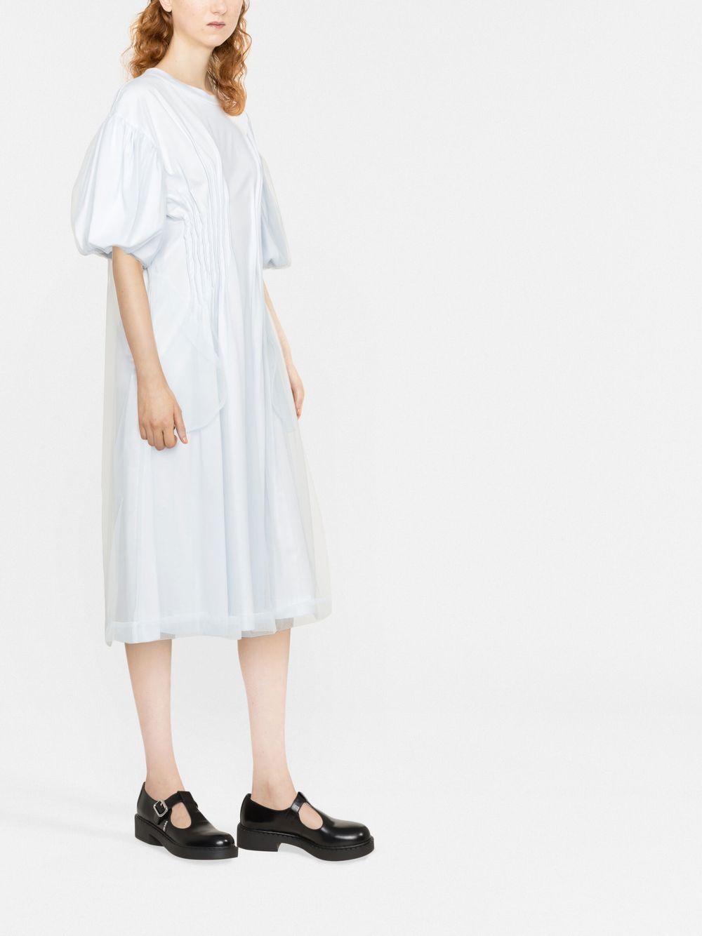 Cotton puff sleeve midi dress