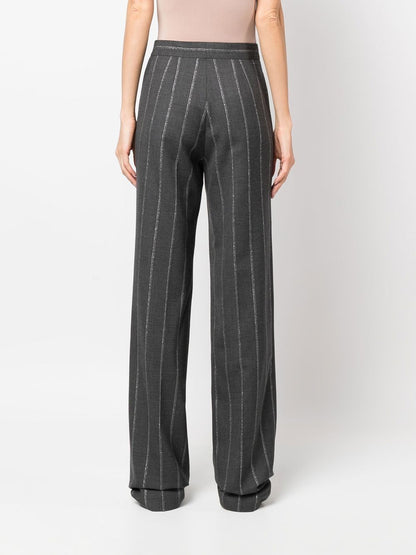 Wide leg pinstripe trousers