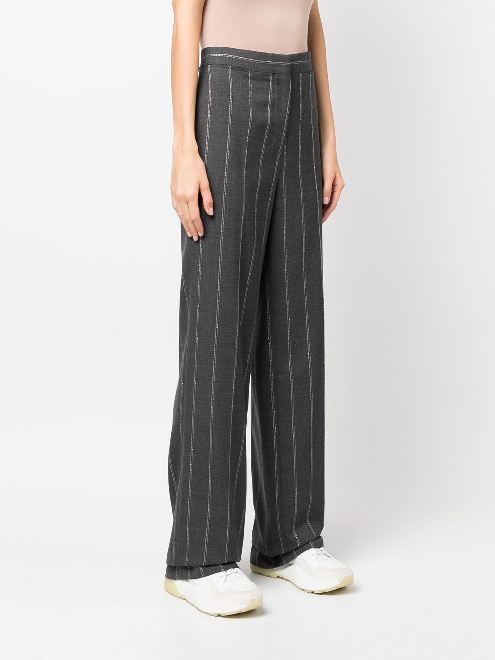 Wide leg pinstripe trousers